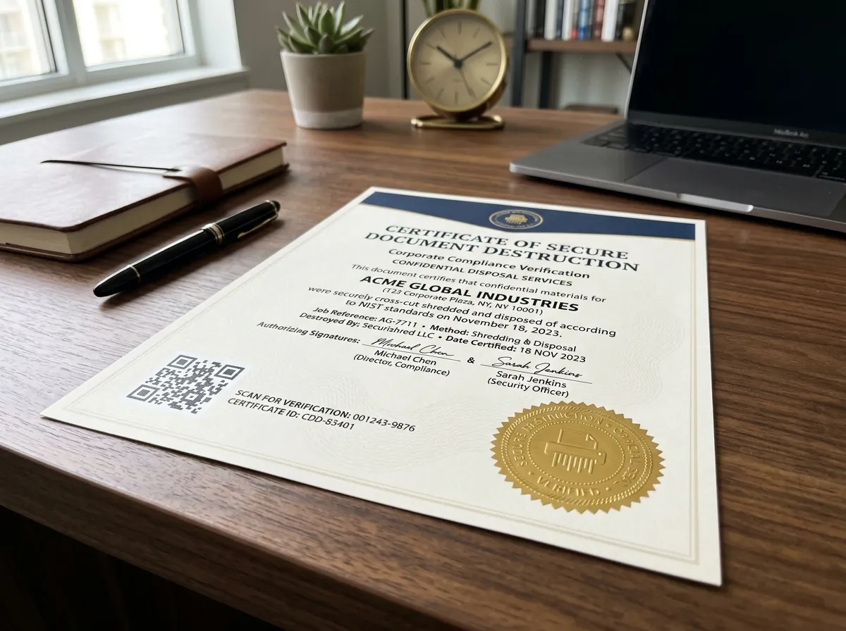 ¿Qué es un certificado de destrucción de documentos?